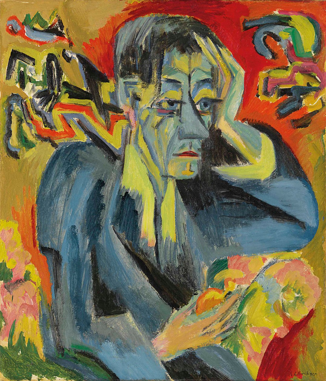 Portret poety Leonharda Franka, 1917. autorstwa Ernst Ludwig Kirchner