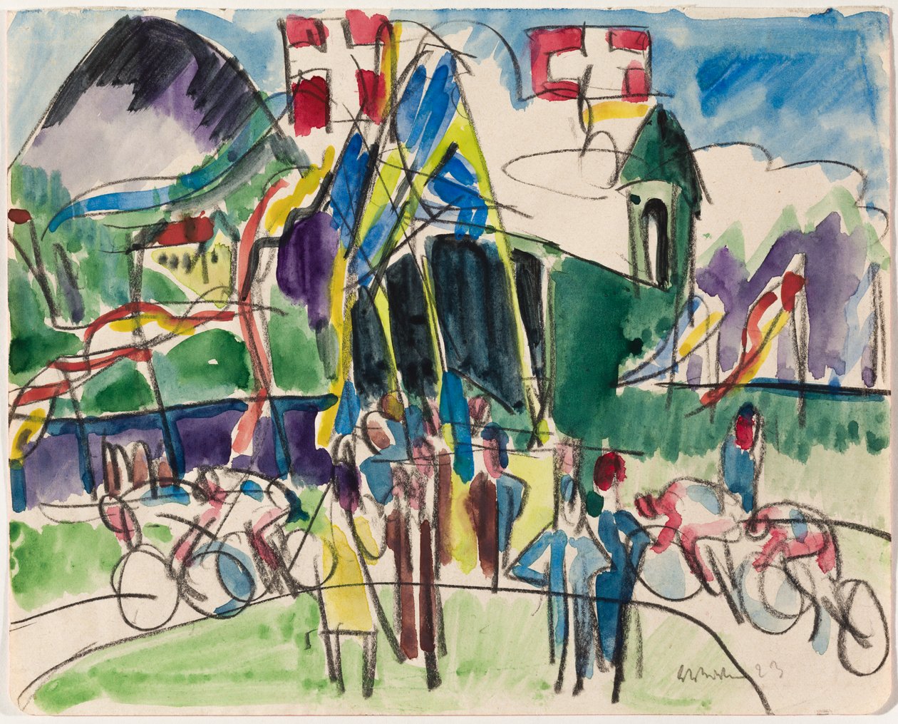Wyścigi kolarskie autorstwa Ernst Ludwig Kirchner