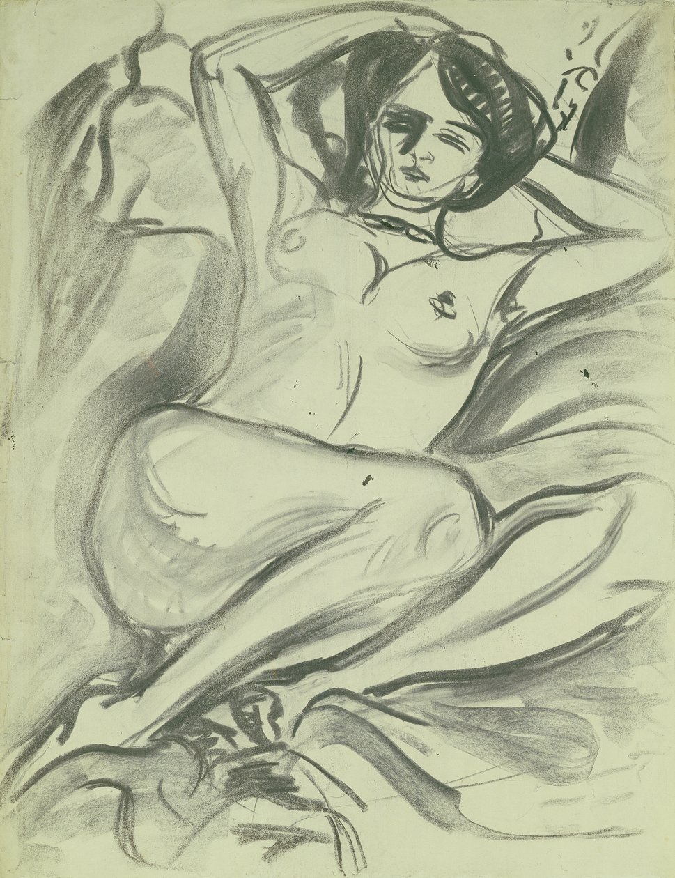 Akt leżący (Isabella), 1906 (węgiel na papierze) autorstwa Ernst Ludwig Kirchner