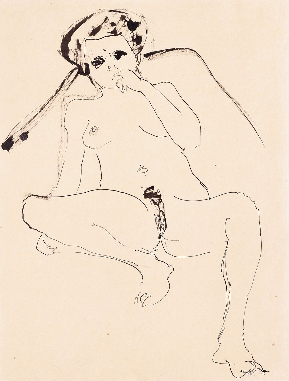 Leżąca nago; Leżąc nago, 1919 autorstwa Ernst Ludwig Kirchner