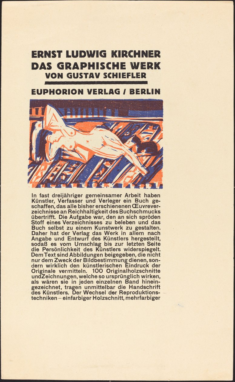 Leżąca nagość z kotem (ilustracja dla Ernsta Ludwiga Kirchnera: Das Graphisches Werk) autorstwa Ernst Ludwig Kirchner