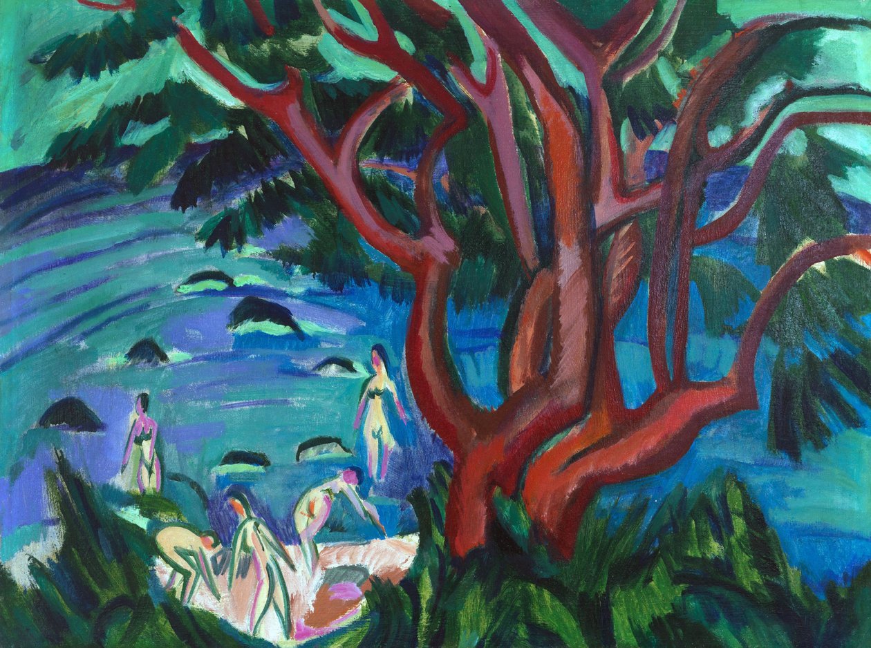 Czerwone drzewo na plaży, 1913. autorstwa Ernst Ludwig Kirchner