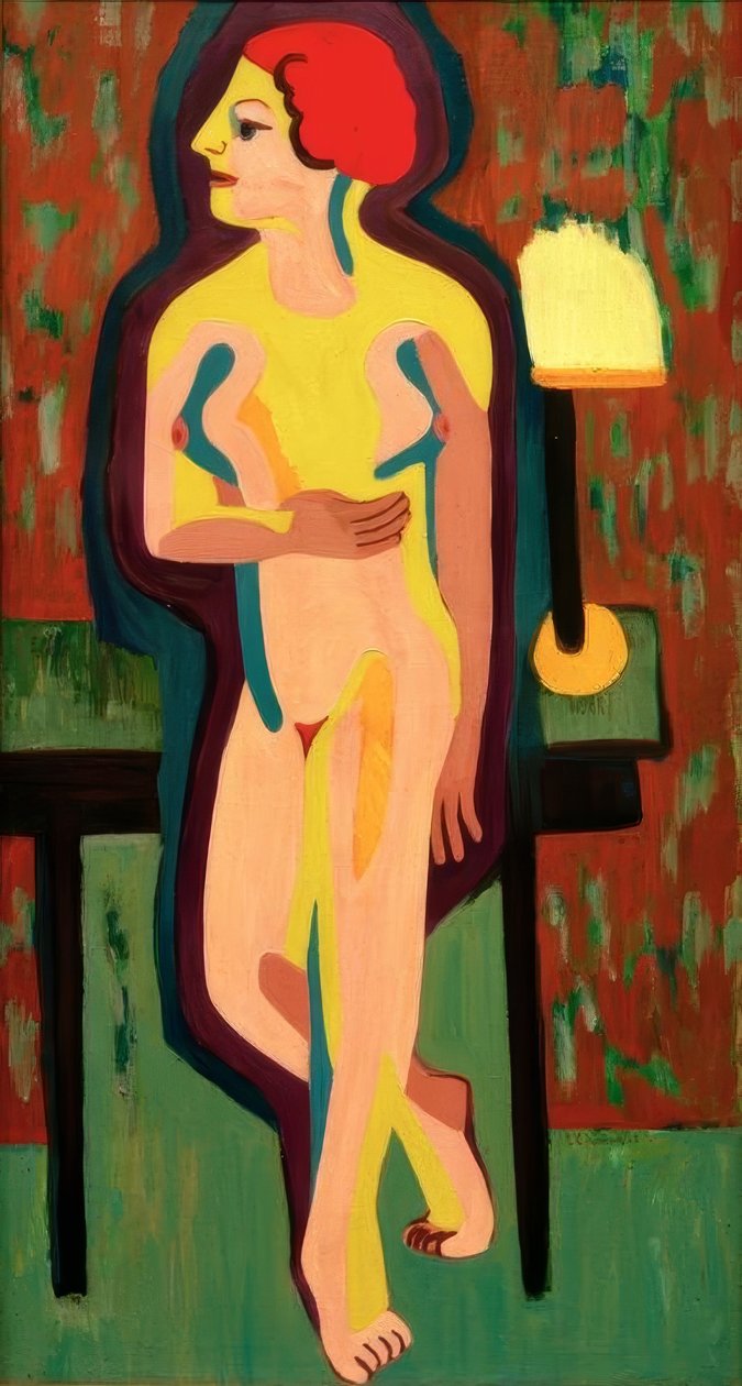 Rudowłosa naga kobieta autorstwa Ernst Ludwig Kirchner