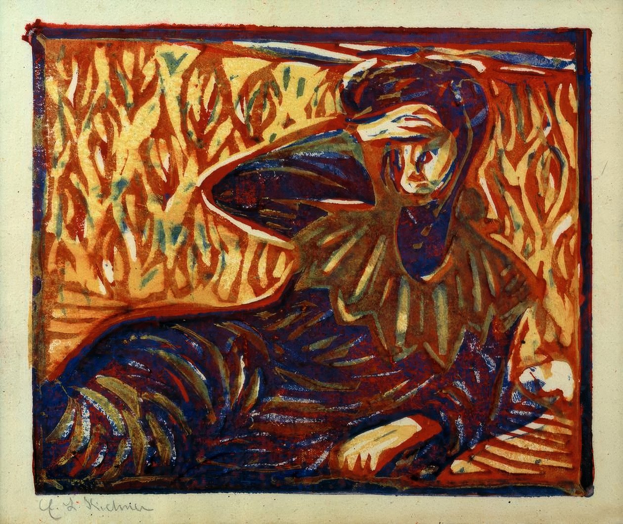 Odpoczywająca dziewczyna z bólem głowy autorstwa Ernst Ludwig Kirchner