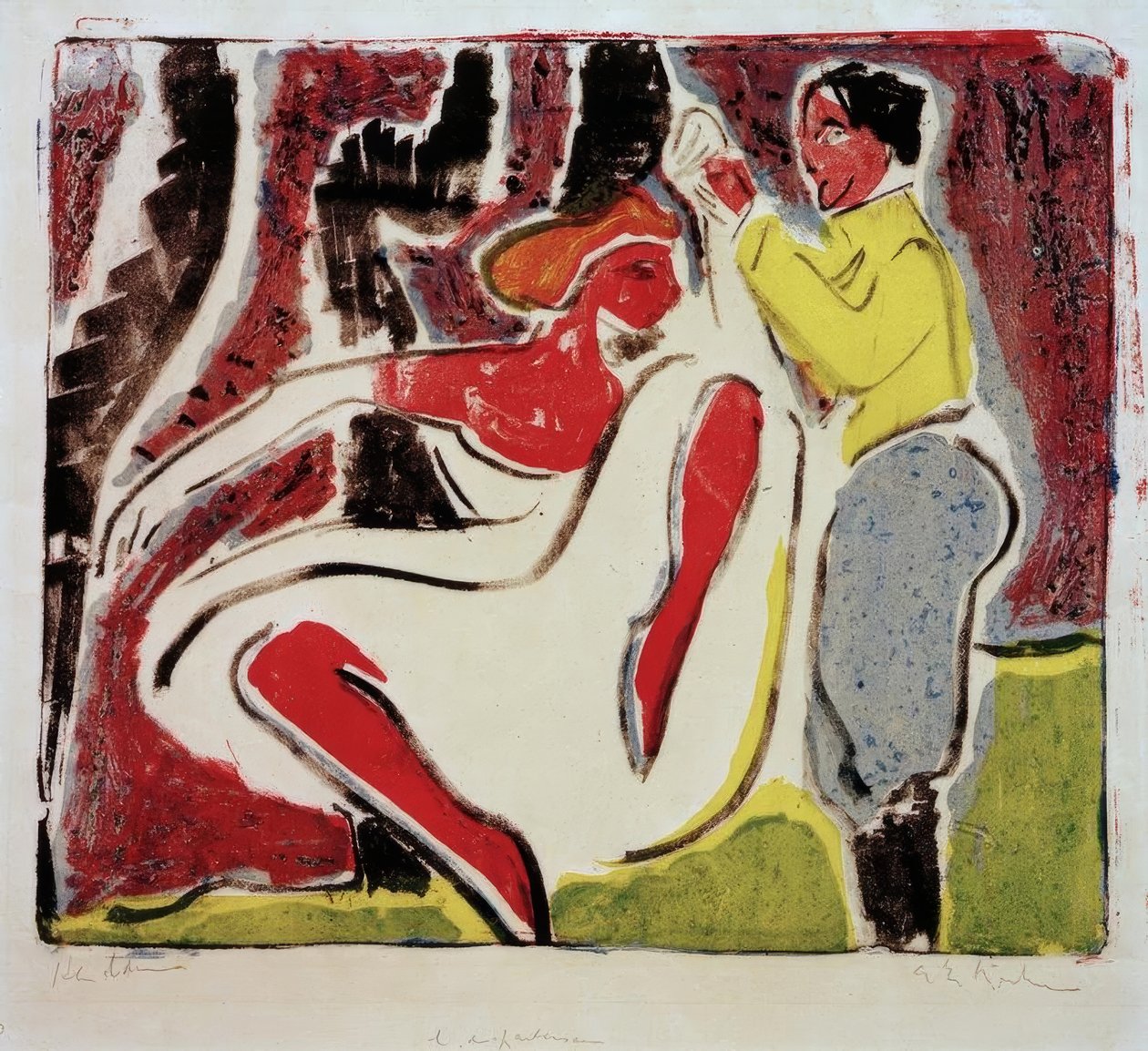 Rosyjska para tancerzy autorstwa Ernst Ludwig Kirchner