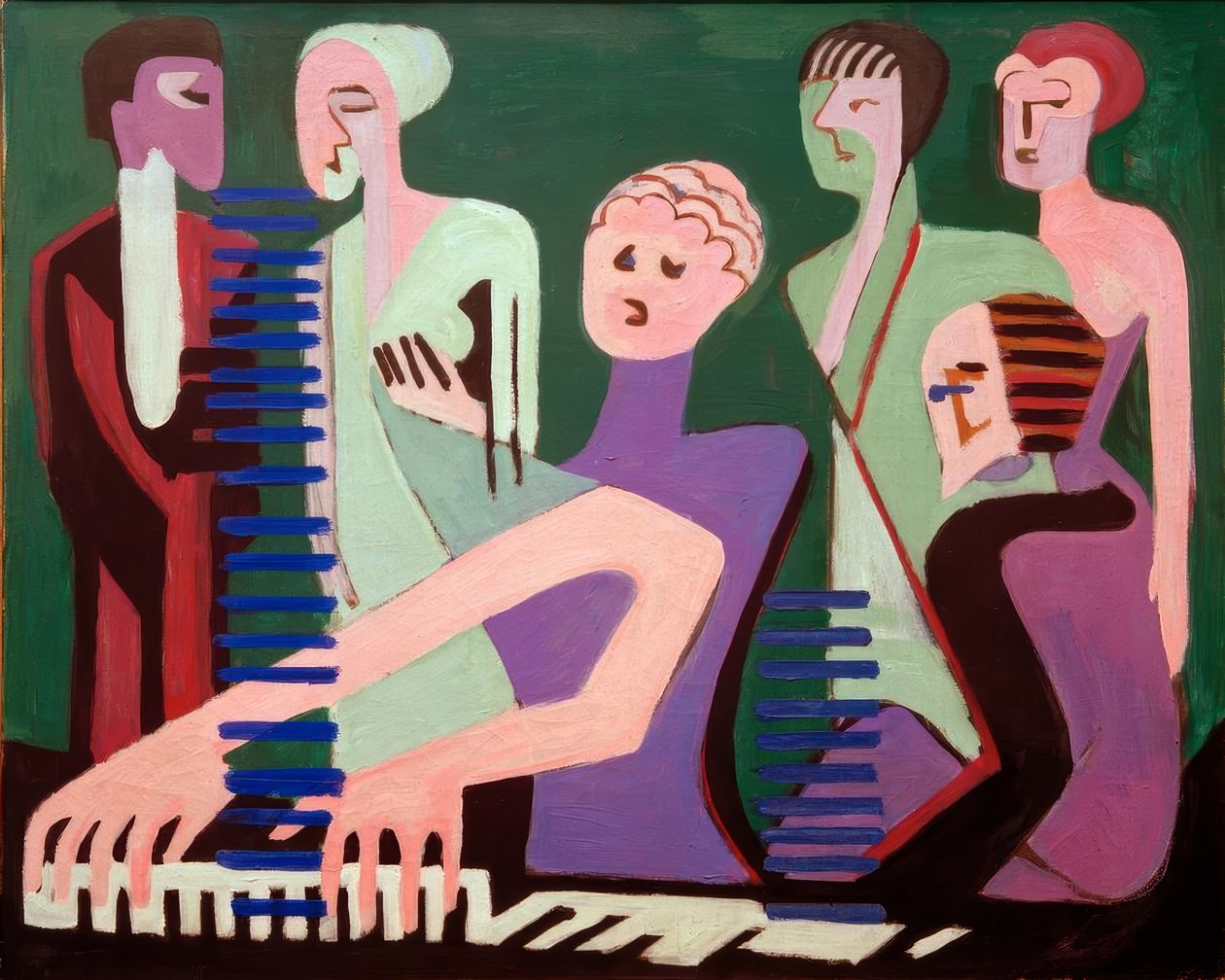 Piosenkarka przy fortepianie autorstwa Ernst Ludwig Kirchner