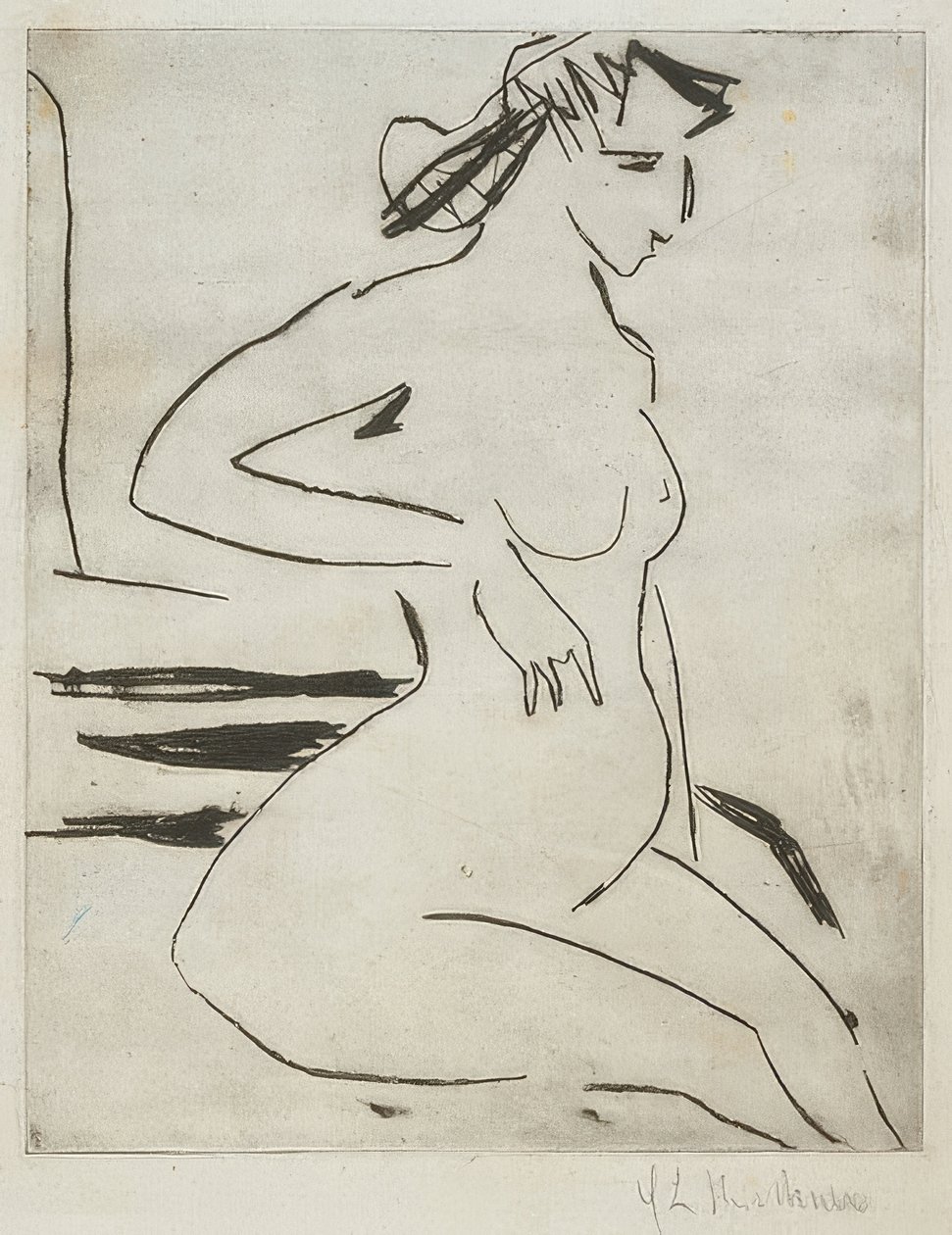 Naga kobieta w ciąży, siedząca. 1909 autorstwa Ernst Ludwig Kirchner