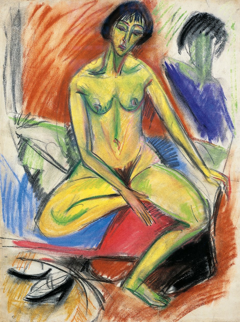 Siedząca kobieta nago autorstwa Ernst Ludwig Kirchner