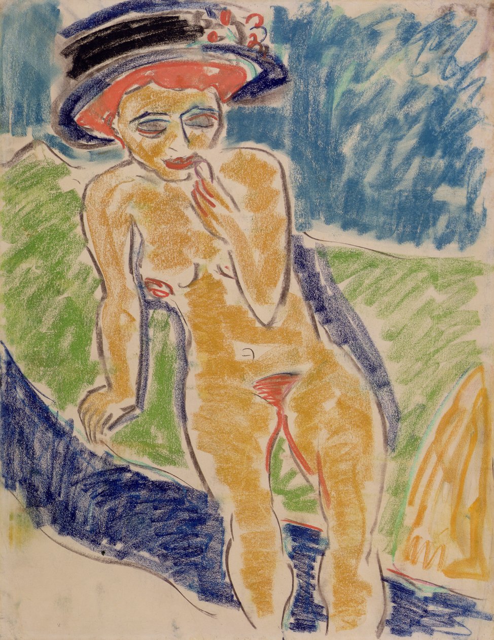 Siedząca kobieta nago autorstwa Ernst Ludwig Kirchner