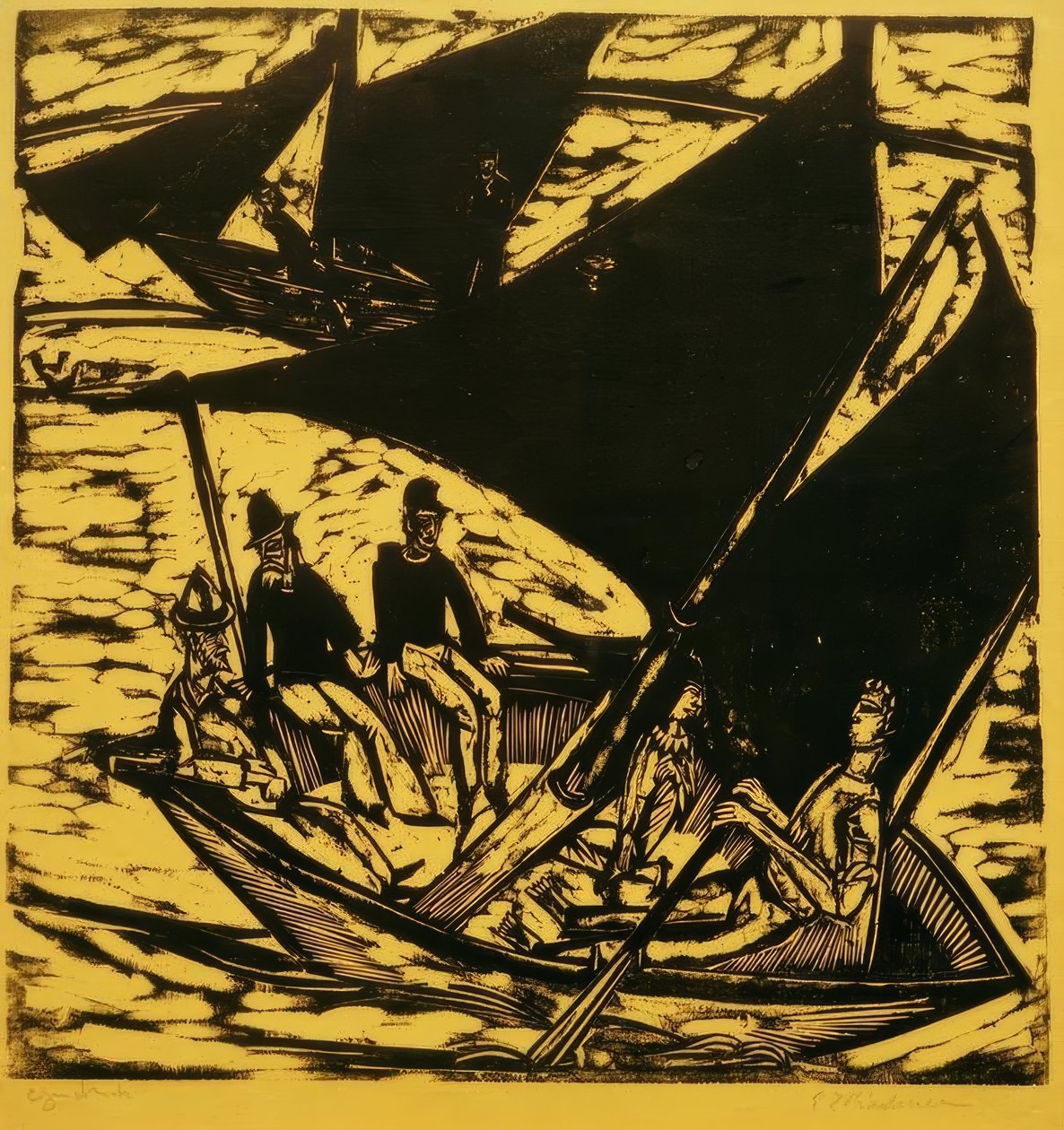 Żaglówki w pobliżu Fehmarn autorstwa Ernst Ludwig Kirchner