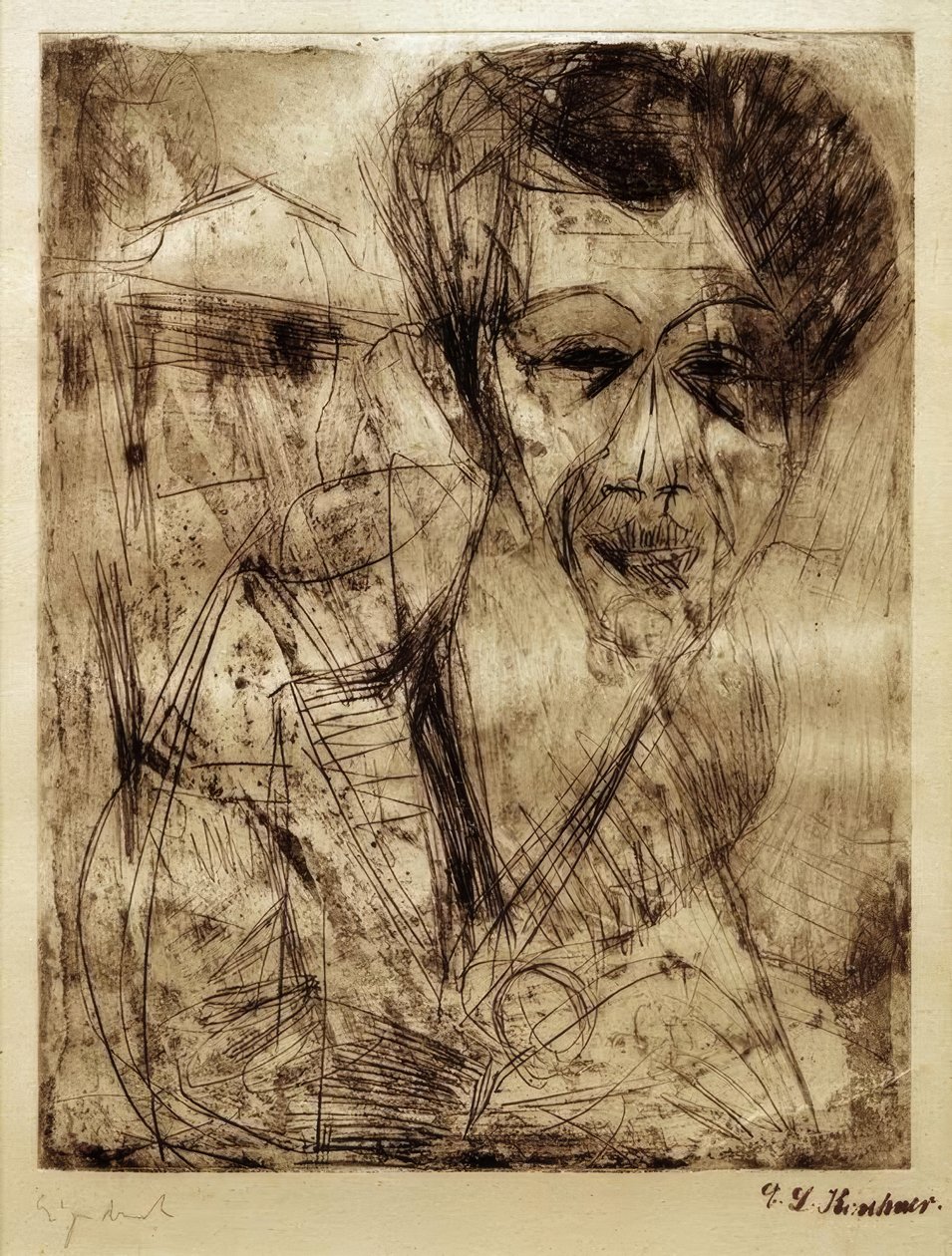 Autoportret (rysunek) autorstwa Ernst Ludwig Kirchner