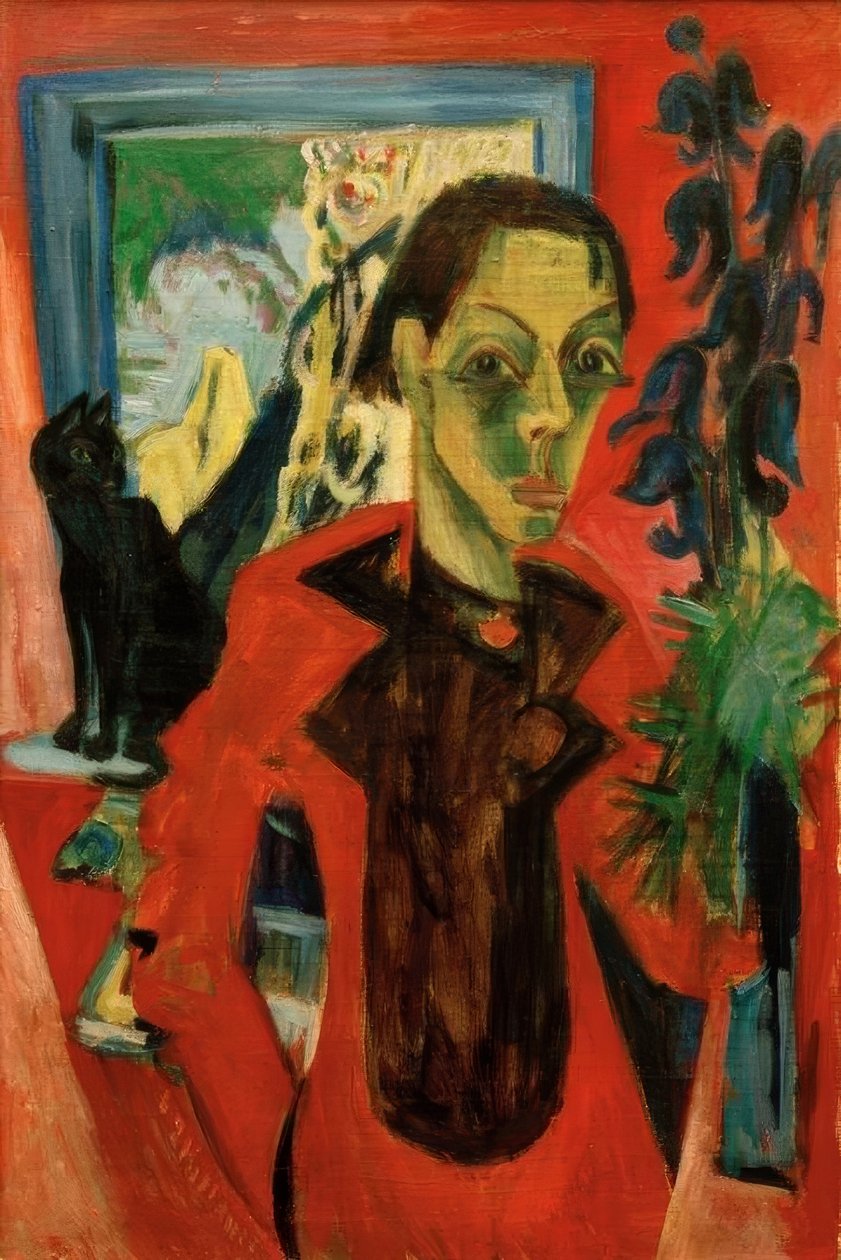 Autoportret z kotem autorstwa Ernst Ludwig Kirchner