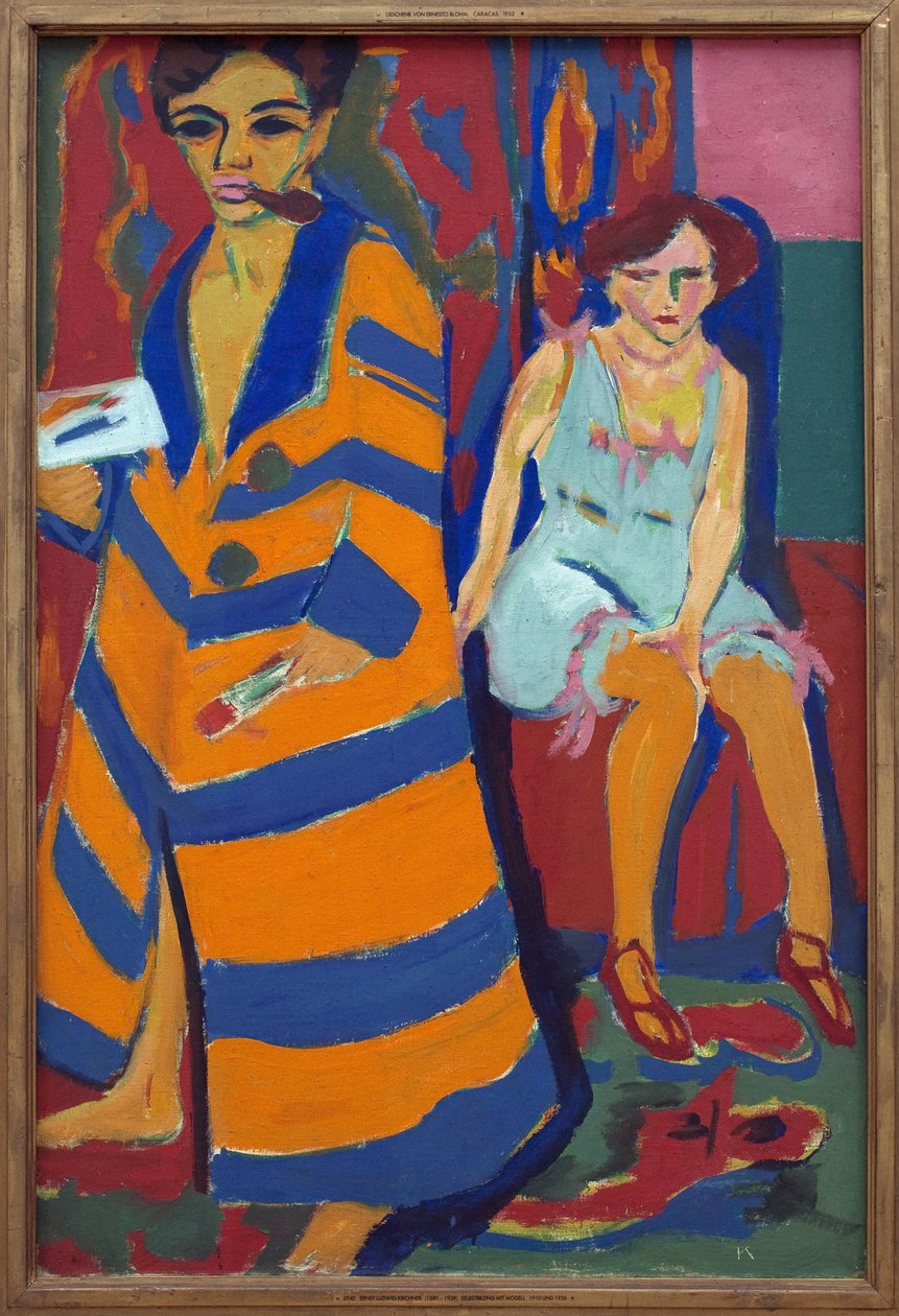 Autoportret z modelką. Obraz Ernsta Ludwiga Kirchnera (1880-1938), olej na płótnie autorstwa Ernst Ludwig Kirchner