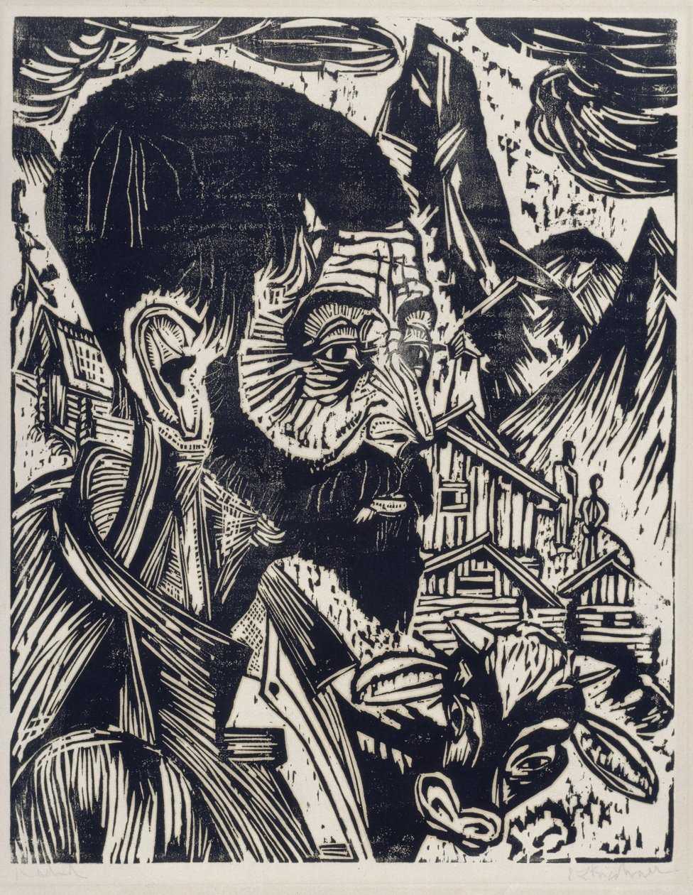 Głowa alpejskiego pasterza (Martin Schmid) autorstwa Ernst Ludwig Kirchner