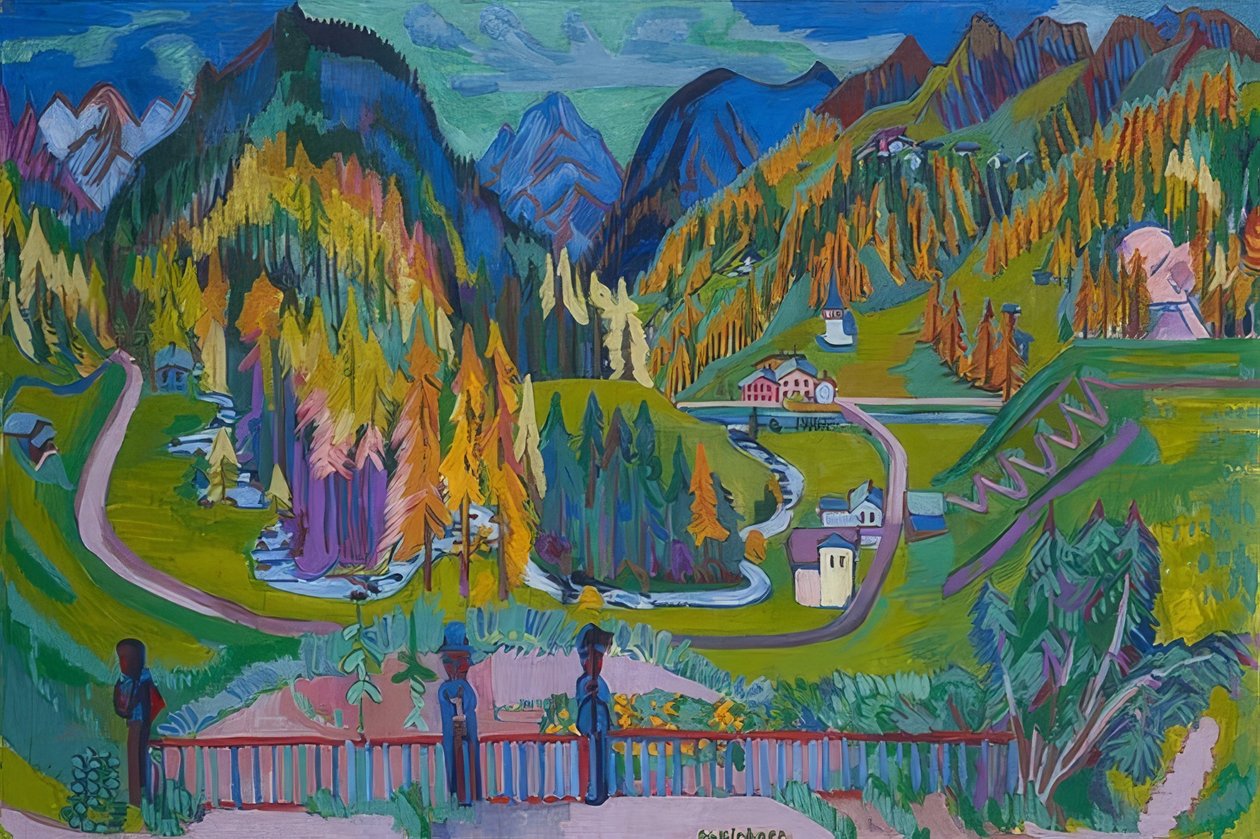 Dolina Sertig jesienią. 1925-26 autorstwa Ernst Ludwig Kirchner