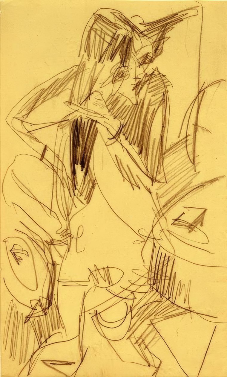 Grzebień Nude autorstwa Ernst Ludwig Kirchner