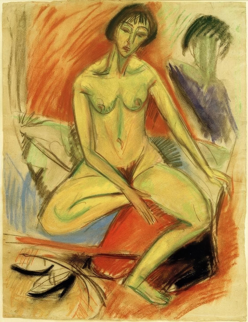 Siedząca kobieta nago autorstwa Ernst Ludwig Kirchner