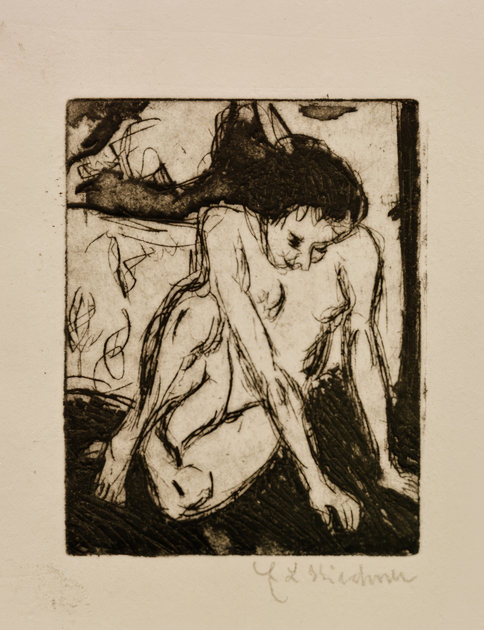 Siedząca naga dziewczyna autorstwa Ernst Ludwig Kirchner