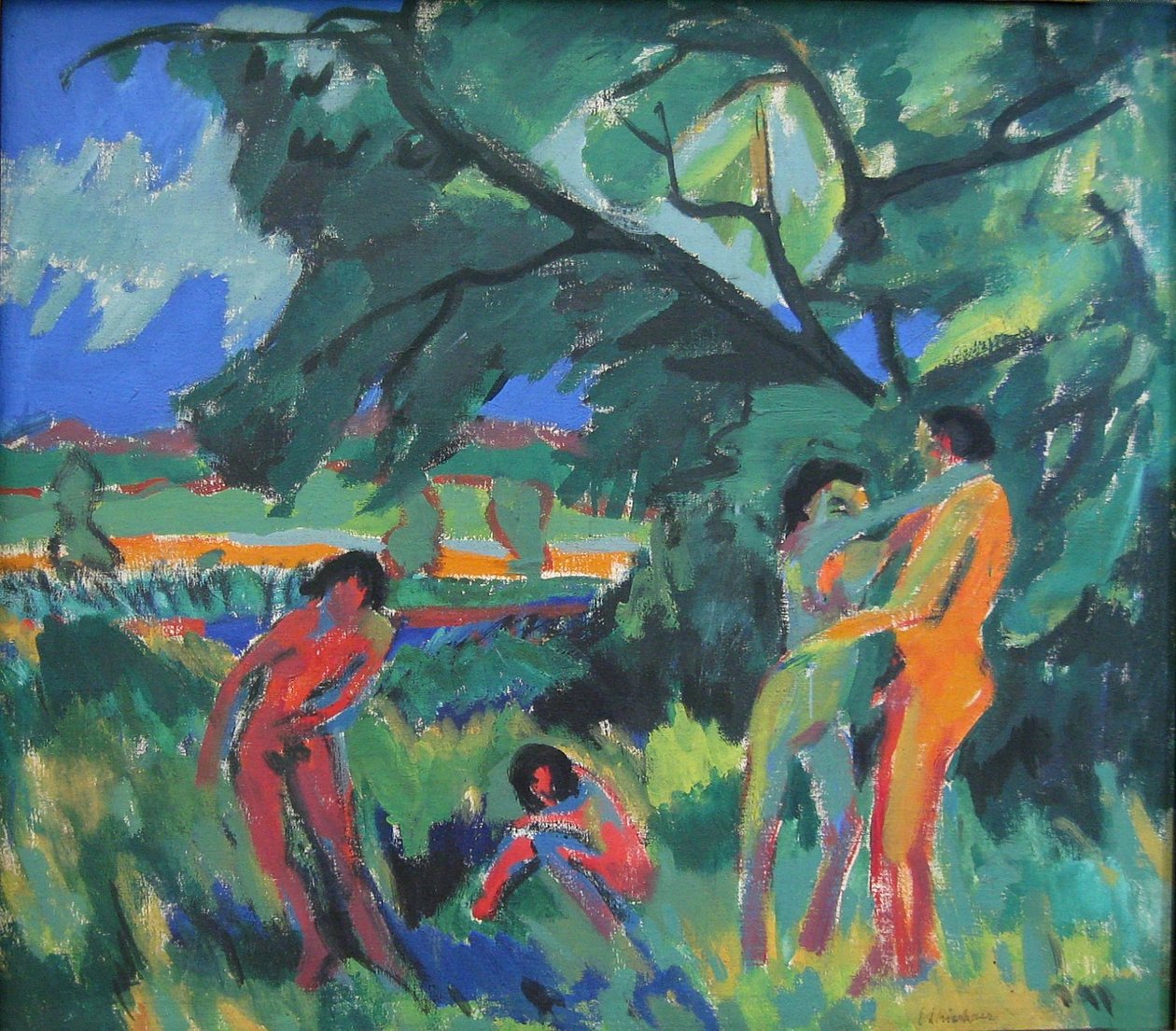 Bawiący się nadzy ludzie autorstwa Ernst Ludwig Kirchner