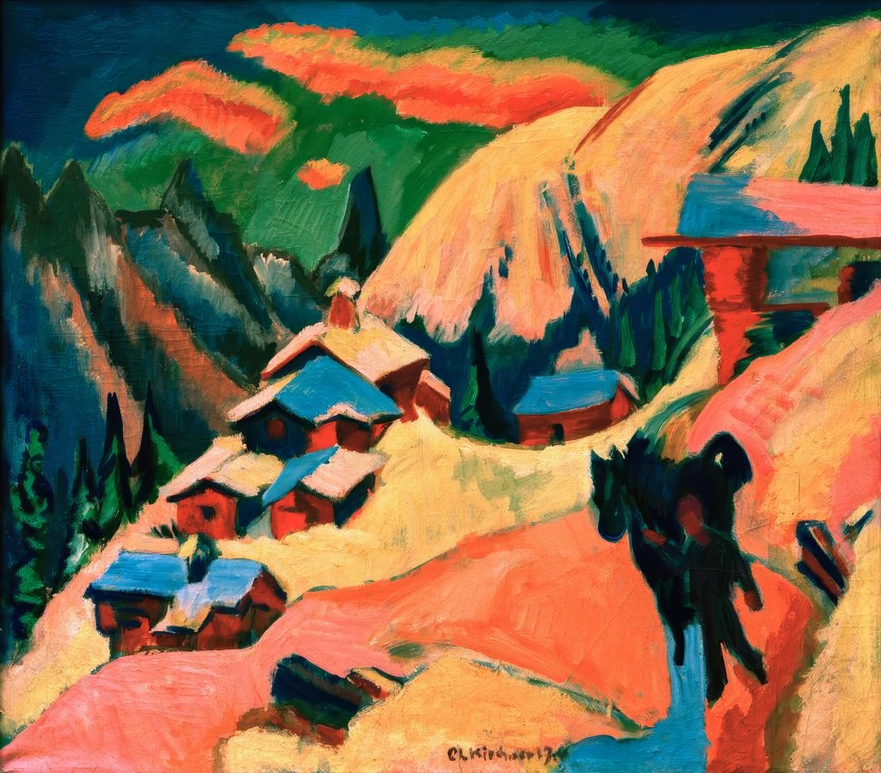 Staffalp na śniegu autorstwa Ernst Ludwig Kirchner