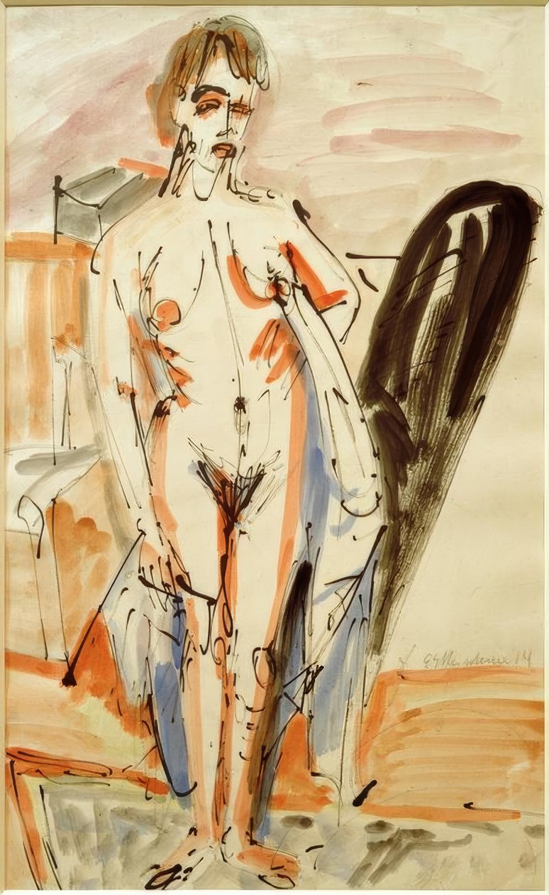 Stojąca nago (stojąca naga kobieta) autorstwa Ernst Ludwig Kirchner