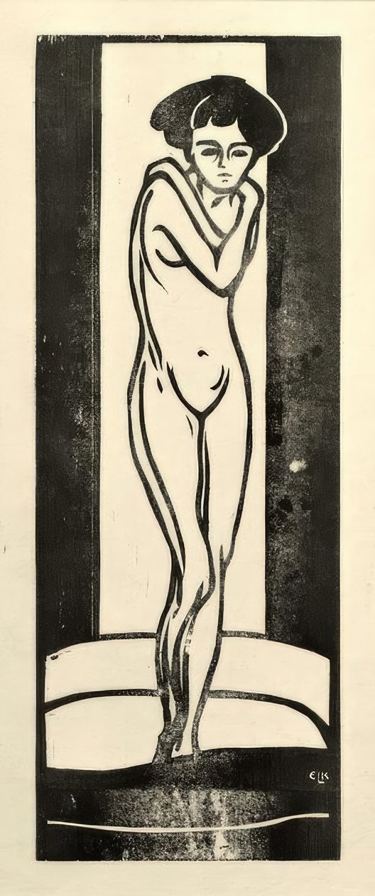 Stojąca naga dziewczyna z założonymi rękami autorstwa Ernst Ludwig Kirchner