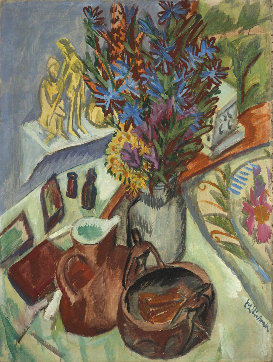 Martwa natura z dzbanem i afrykańską misą autorstwa Ernst Ludwig Kirchner