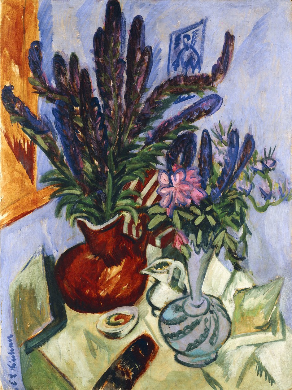 Martwa natura z wazonem kwiatów; Stilleben Mit Blumenvasen, 1912 autorstwa Ernst Ludwig Kirchner