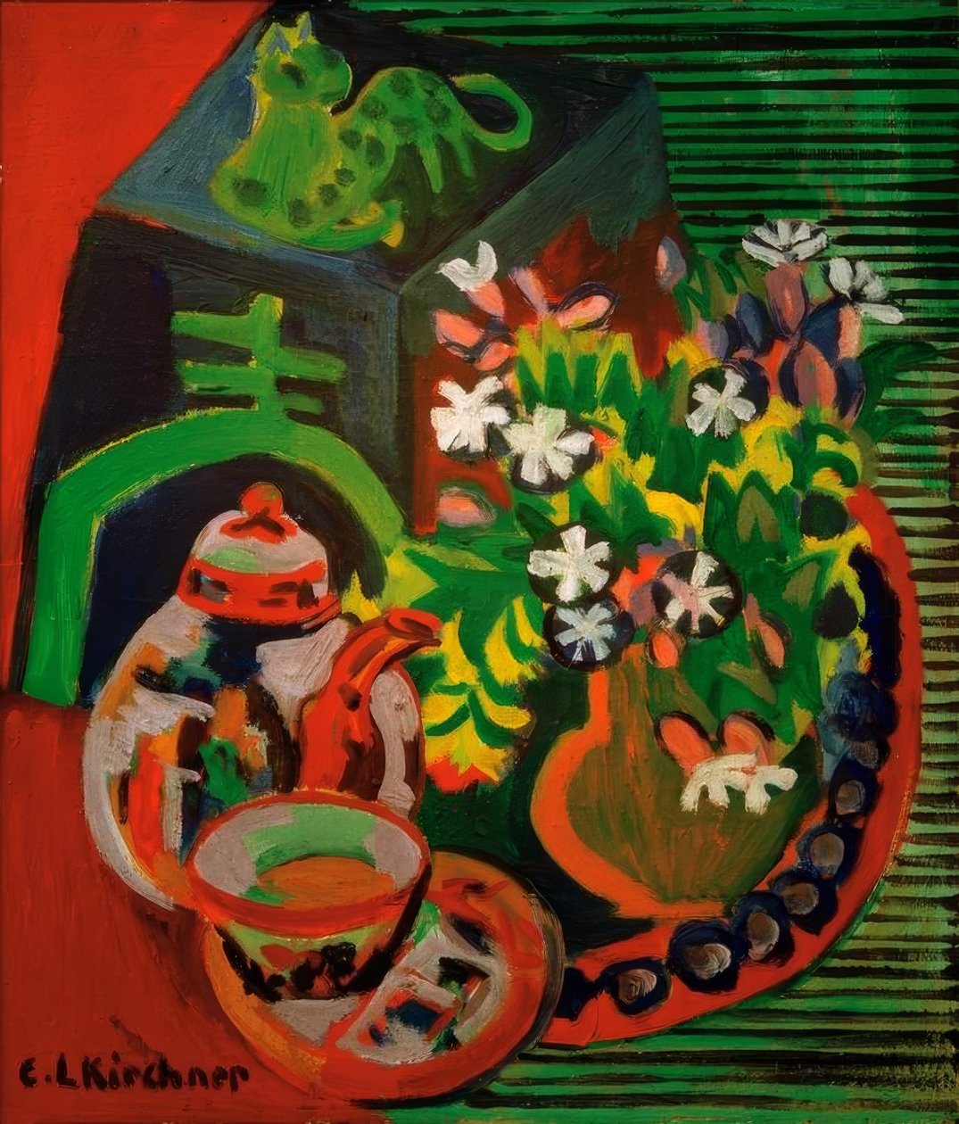 Martwa natura z chińską porcelaną autorstwa Ernst Ludwig Kirchner