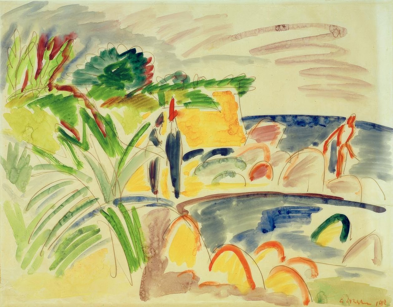 Scena na plaży na Fehmarn autorstwa Ernst Ludwig Kirchner