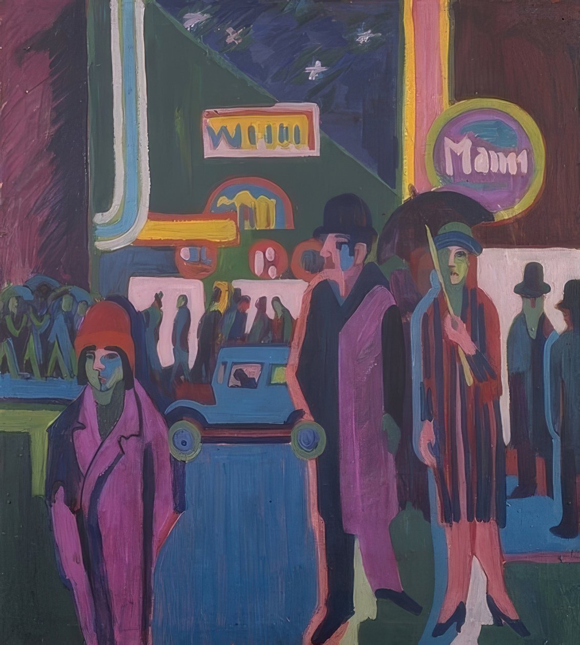 Scena uliczna w nocy. 1925 autorstwa Ernst Ludwig Kirchner
