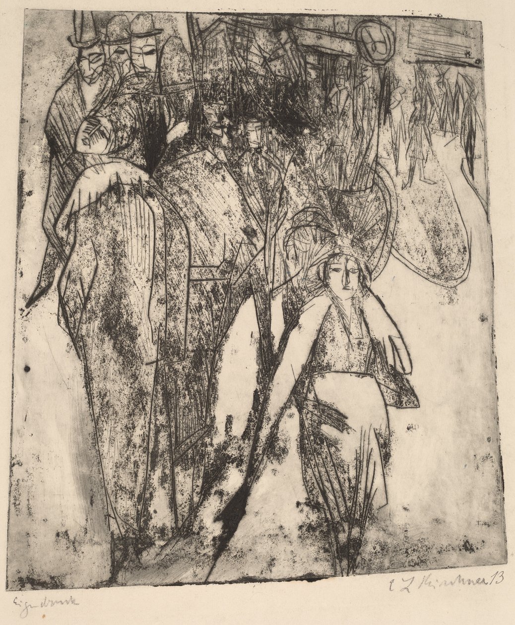 Scena uliczna z Omnibusem autorstwa Ernst Ludwig Kirchner