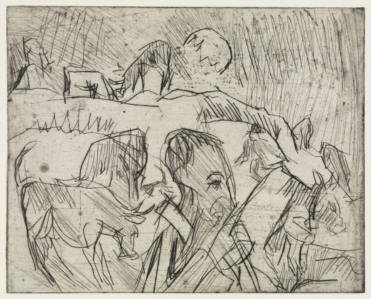 Badanie Mardersteig / Pasterz z krowami w górach autorstwa Ernst Ludwig Kirchner
