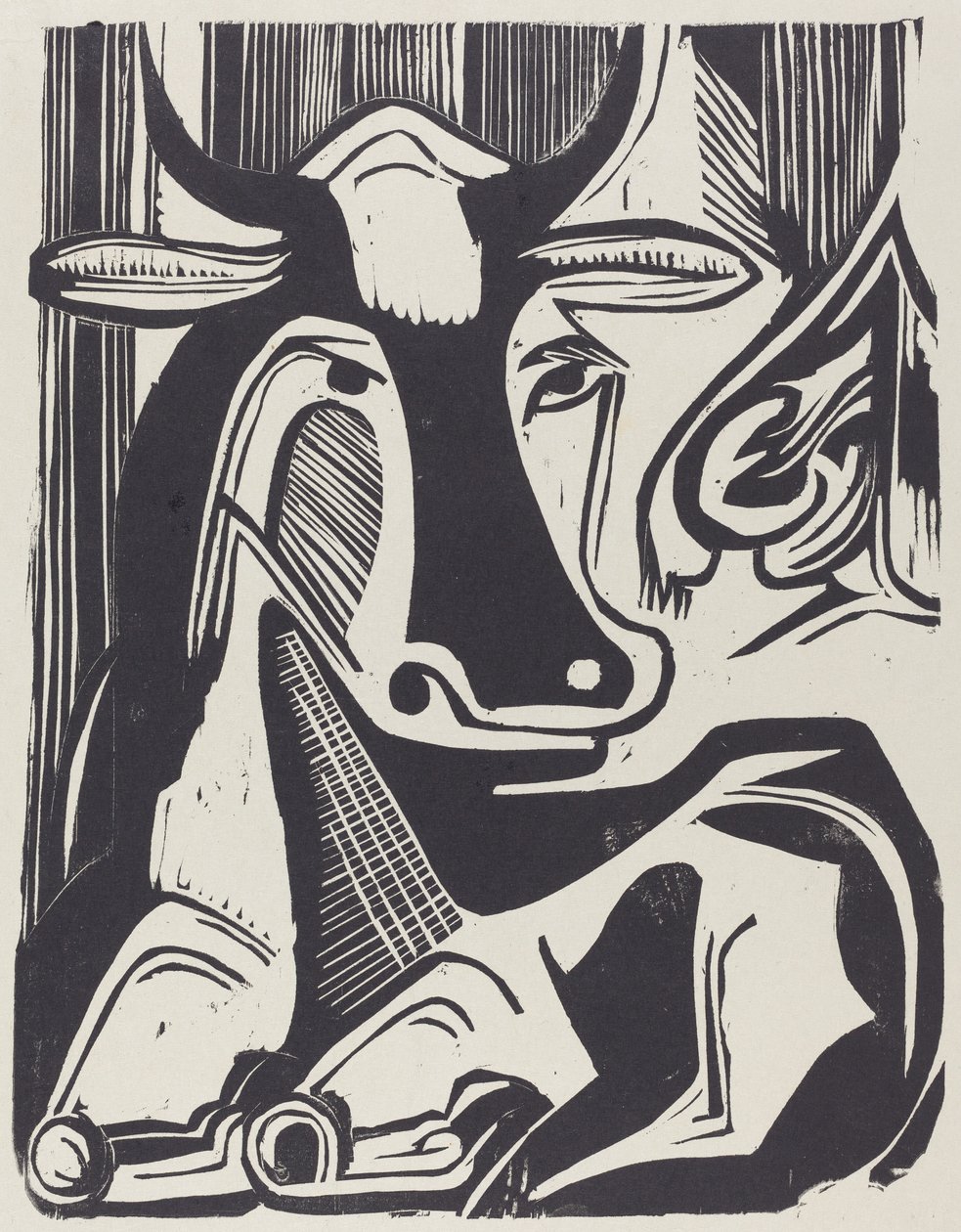 Duża krowa leżąca (Grosse Liegende Kuh) autorstwa Ernst Ludwig Kirchner