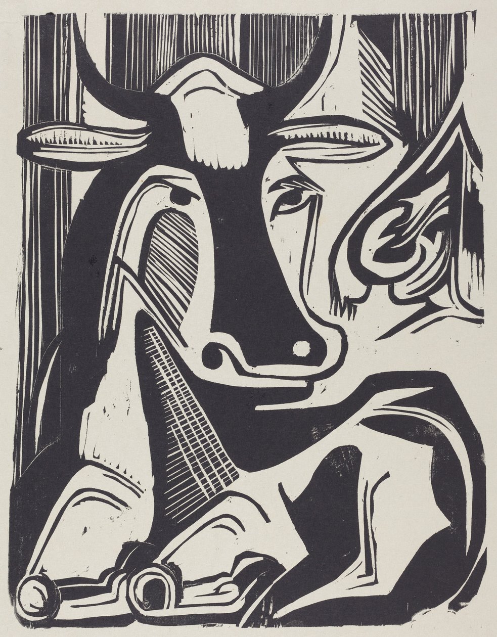 Duża leżąca krowa autorstwa Ernst Ludwig Kirchner