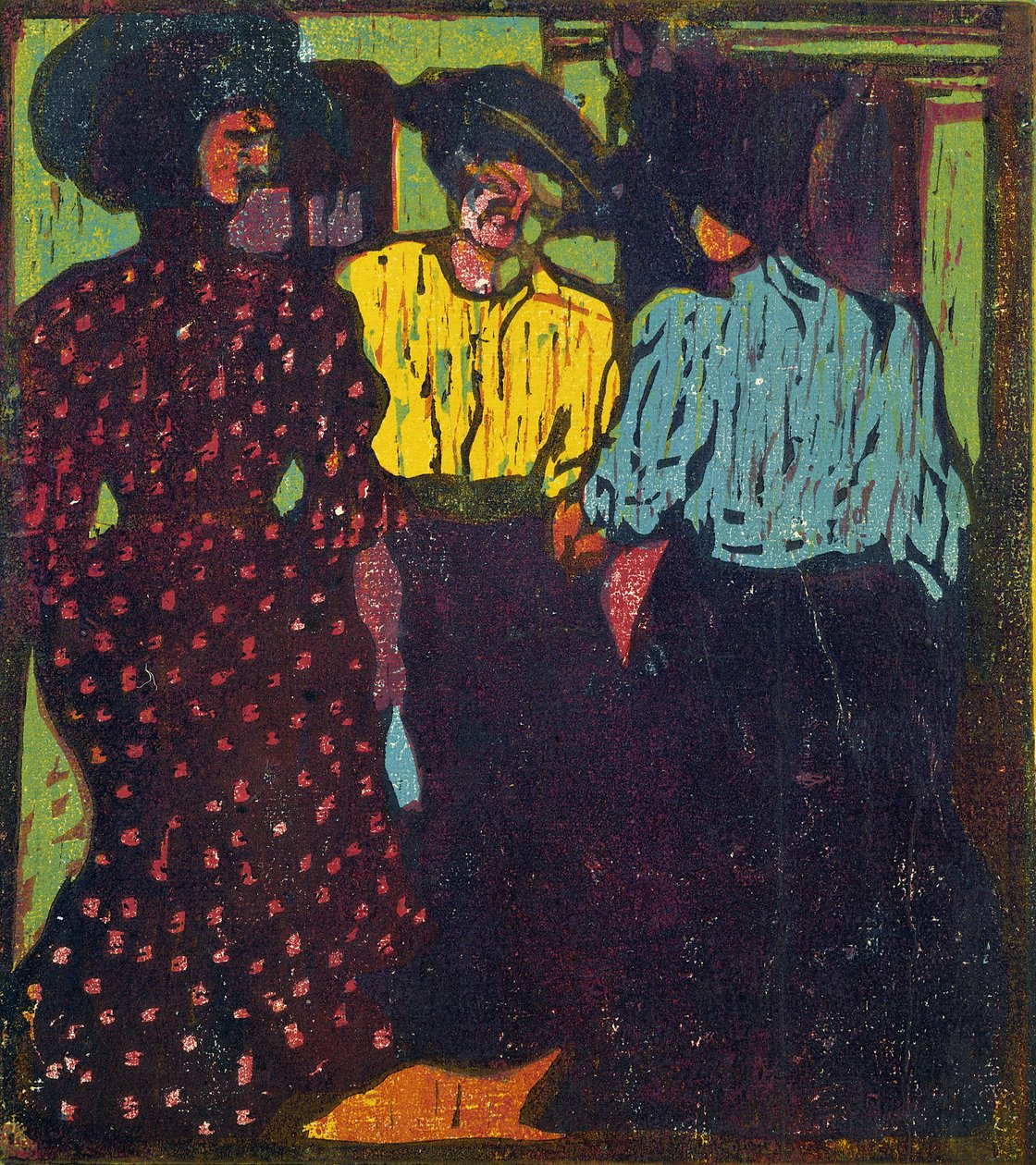 Trzy rozmawiające kobiety, 1907 autorstwa Ernst Ludwig Kirchner