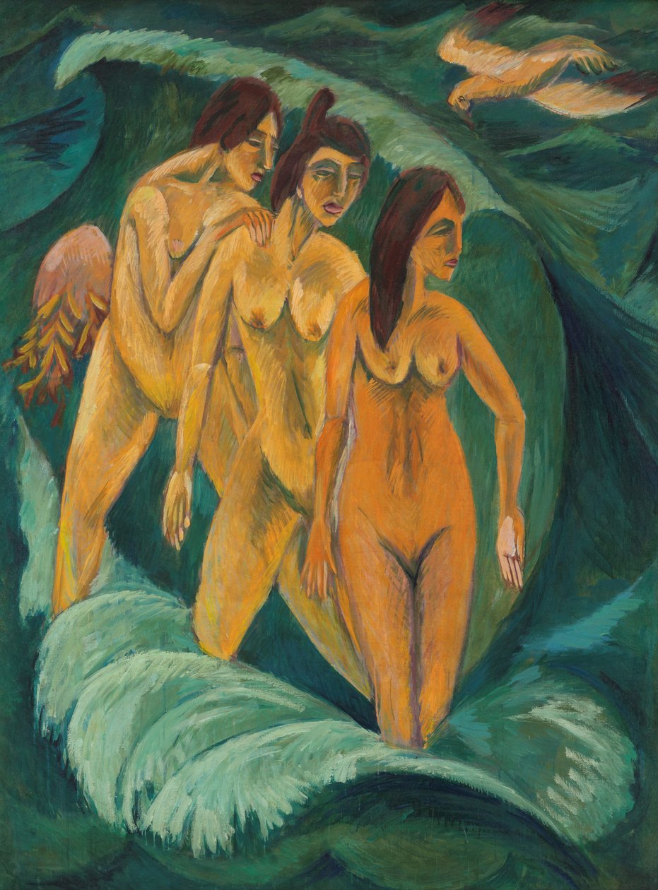 Trzech kąpiących się, 1913 autorstwa Ernst Ludwig Kirchner