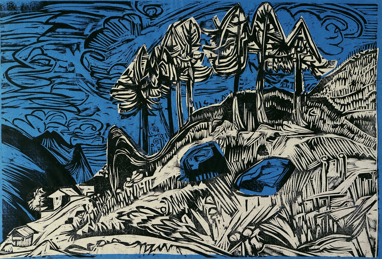 Drzewa na zboczu góry autorstwa Ernst Ludwig Kirchner