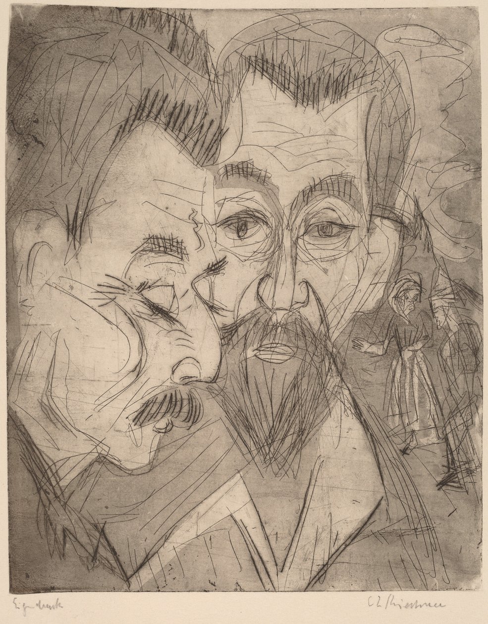 Dwie głowy chłopa autorstwa Ernst Ludwig Kirchner