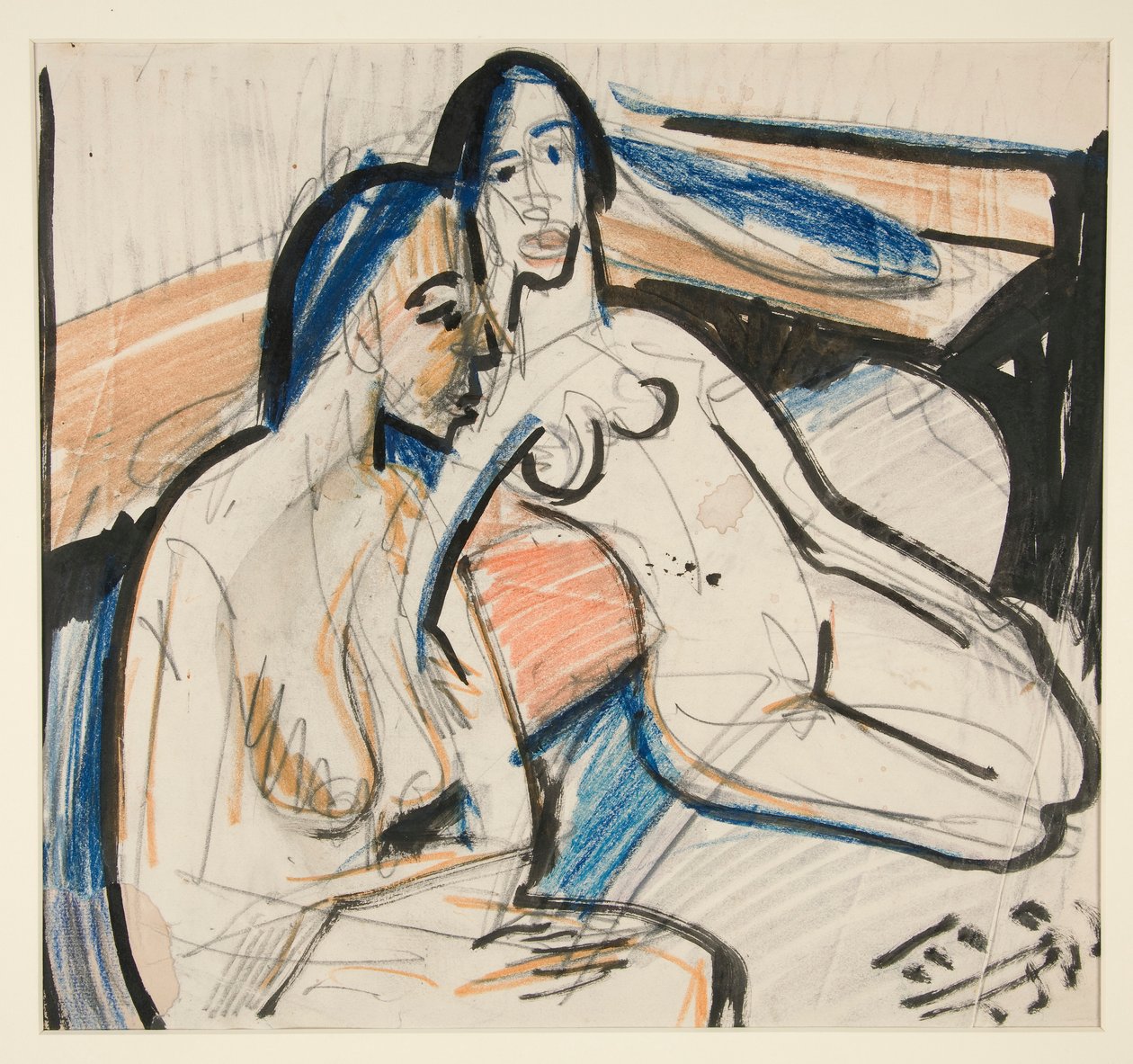 Dwie siedzące kobiety w studio autorstwa Ernst Ludwig Kirchner