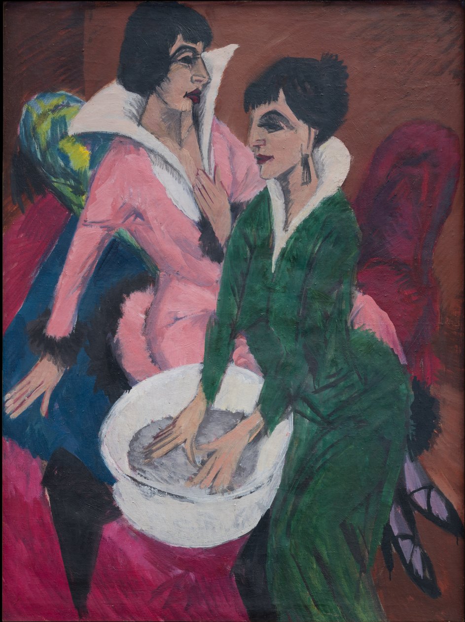 Dwie kobiety przy zlewie; Siostry autorstwa Ernst Ludwig Kirchner