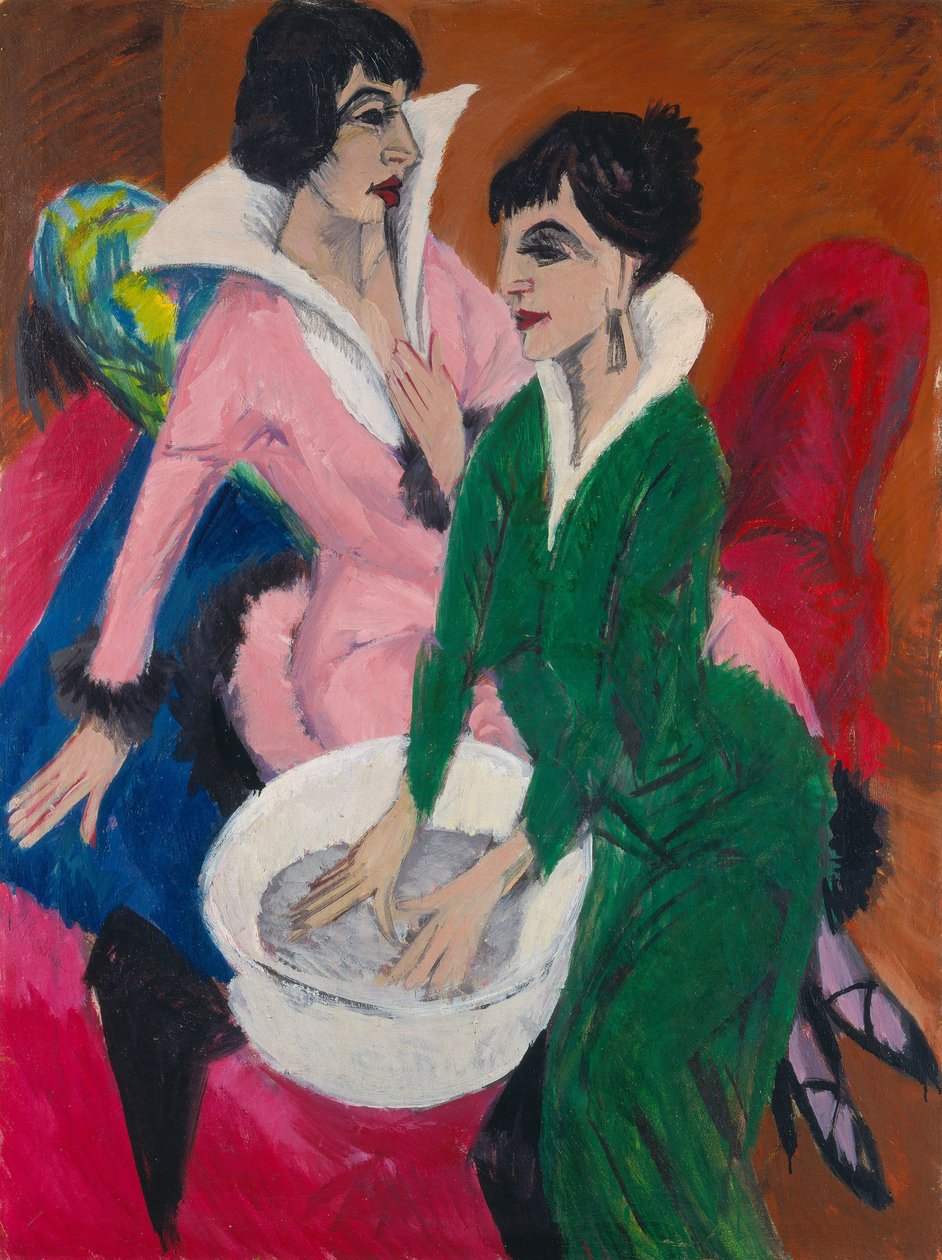 Dwie kobiety przy zlewie. Siostry, 1913. autorstwa Ernst Ludwig Kirchner