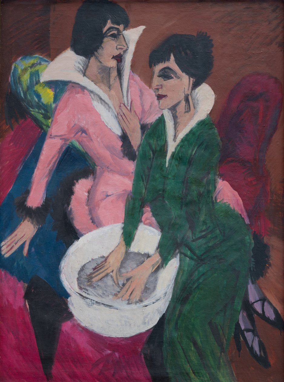 Dwie kobiety z umywalką; Siostry autorstwa Ernst Ludwig Kirchner
