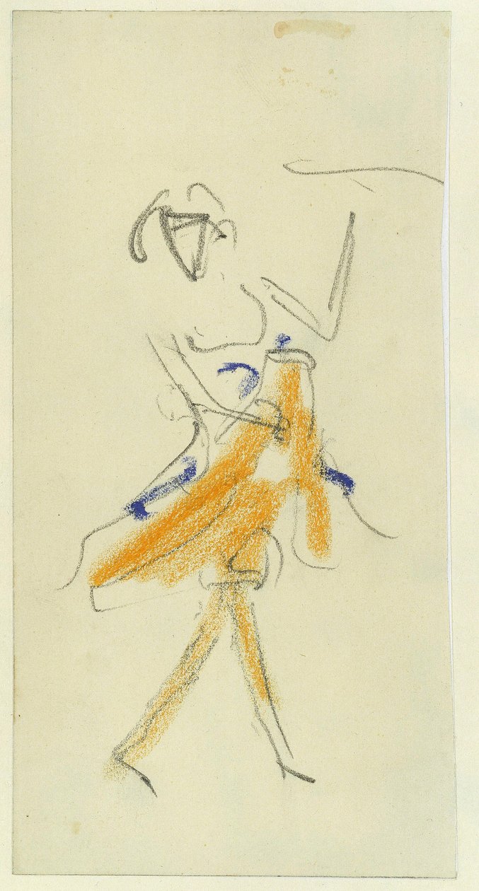 Tancerz. Praca Ernsta Ludwiga Kirchnera (1880-1938), ołówek i pastel na tekturze autorstwa Ernst Ludwig Kirchner