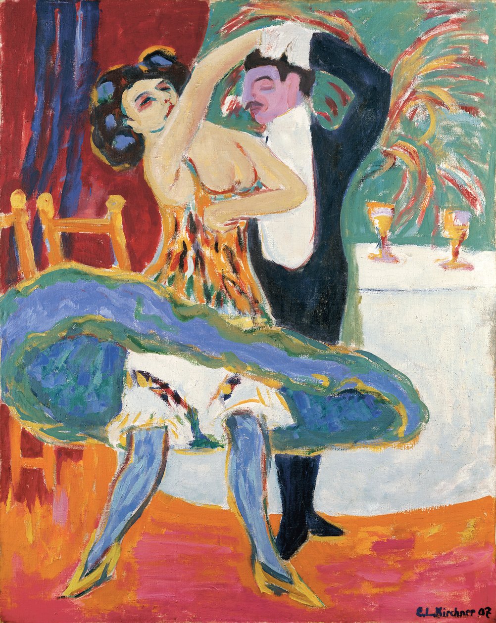 Teatr wodewilowy (angielska para tancerzy), ok. 1909 (olej na płótnie) autorstwa Ernst Ludwig Kirchner