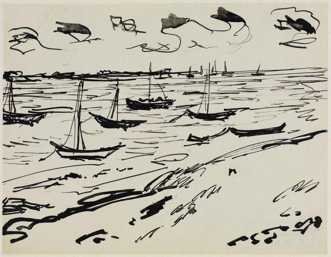 Zakotwiczone łodzie rybackie (Fehmarn) autorstwa Ernst Ludwig Kirchner