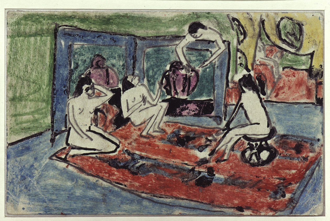 Cztery akty w pracowni (pocztówka do Maschki Müller) autorstwa Ernst Ludwig Kirchner