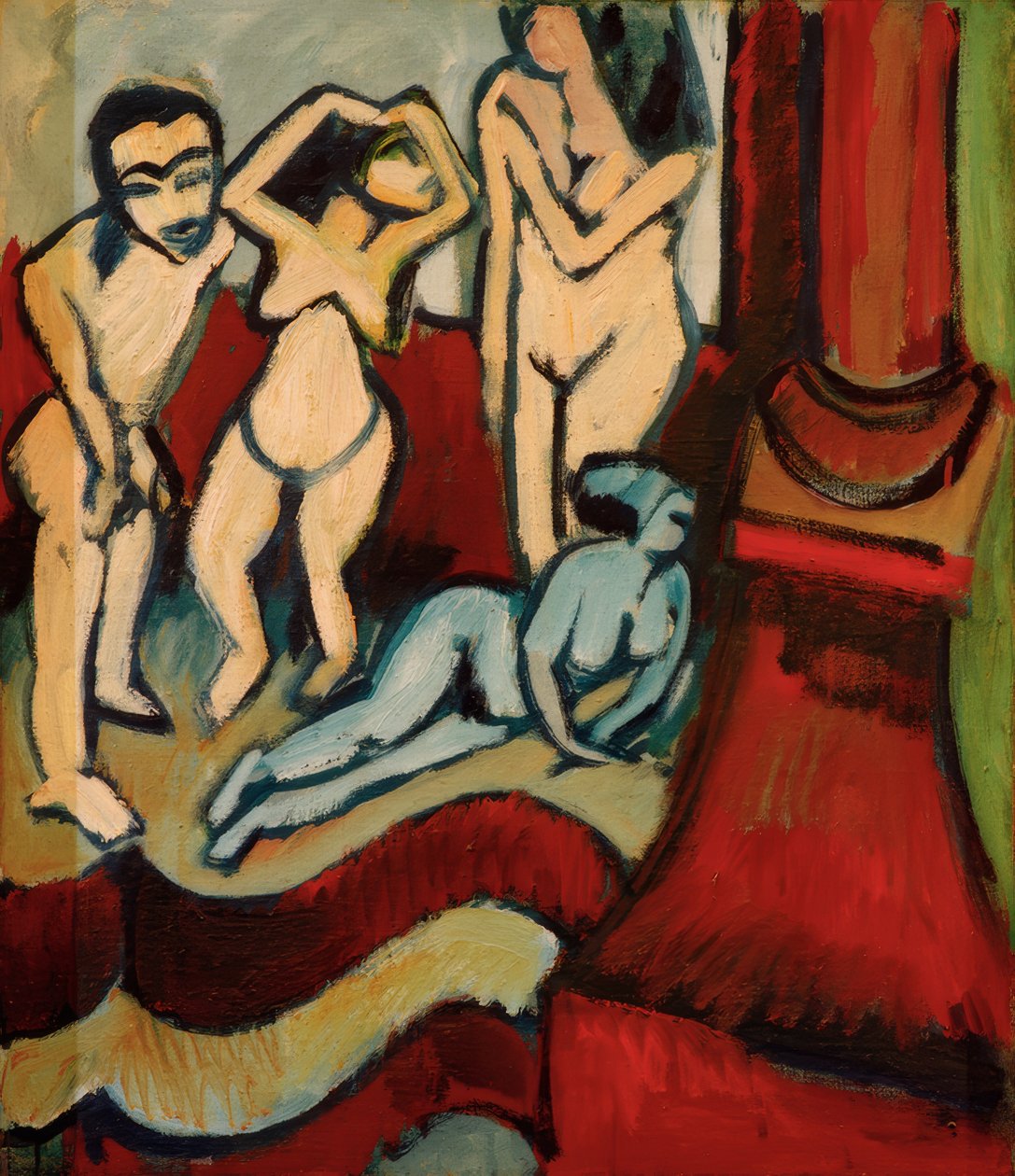 Cztery drewniane rzeźby autorstwa Ernst Ludwig Kirchner