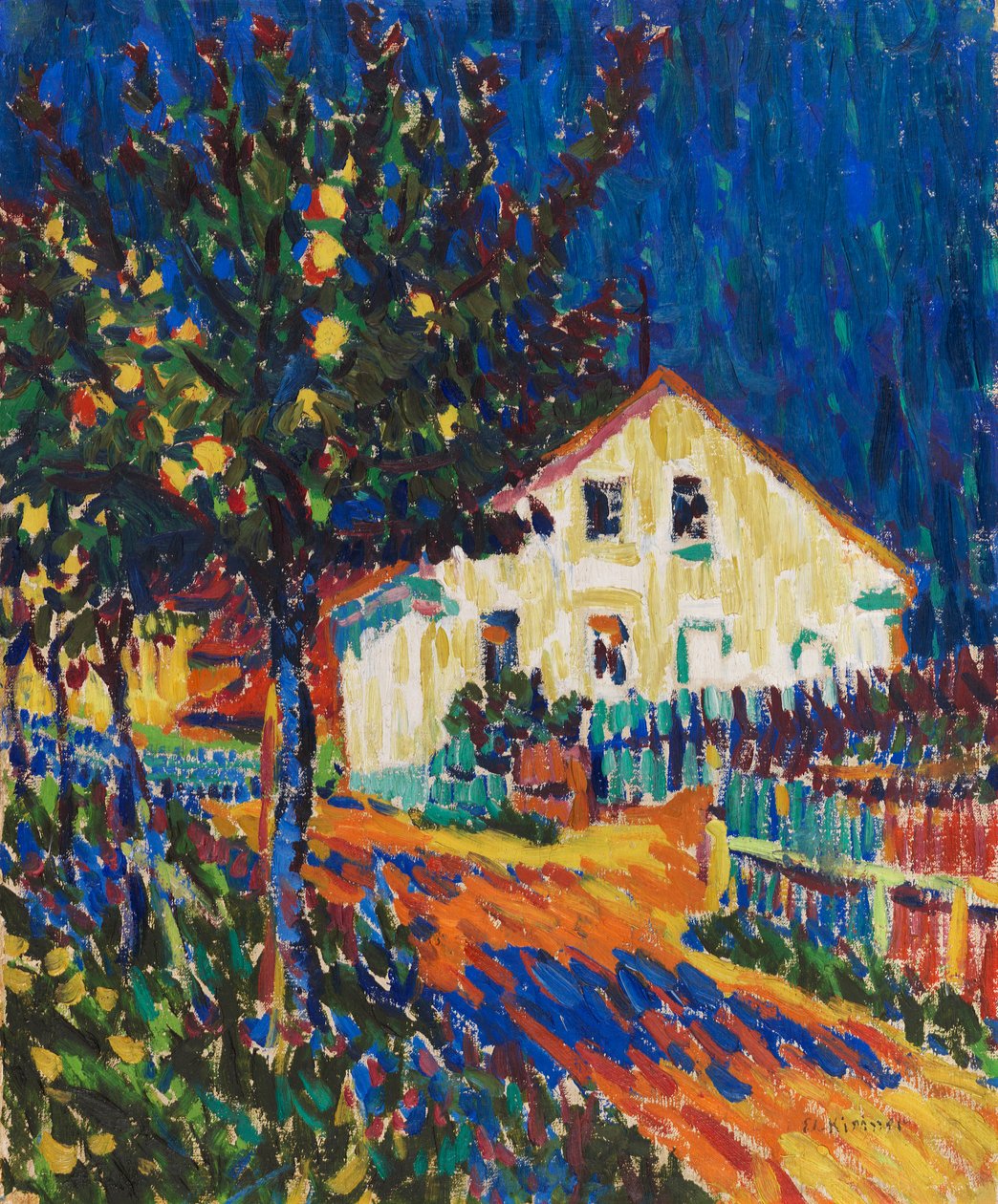 Wiejska ulica z jabłoniami, 1907. autorstwa Ernst Ludwig Kirchner