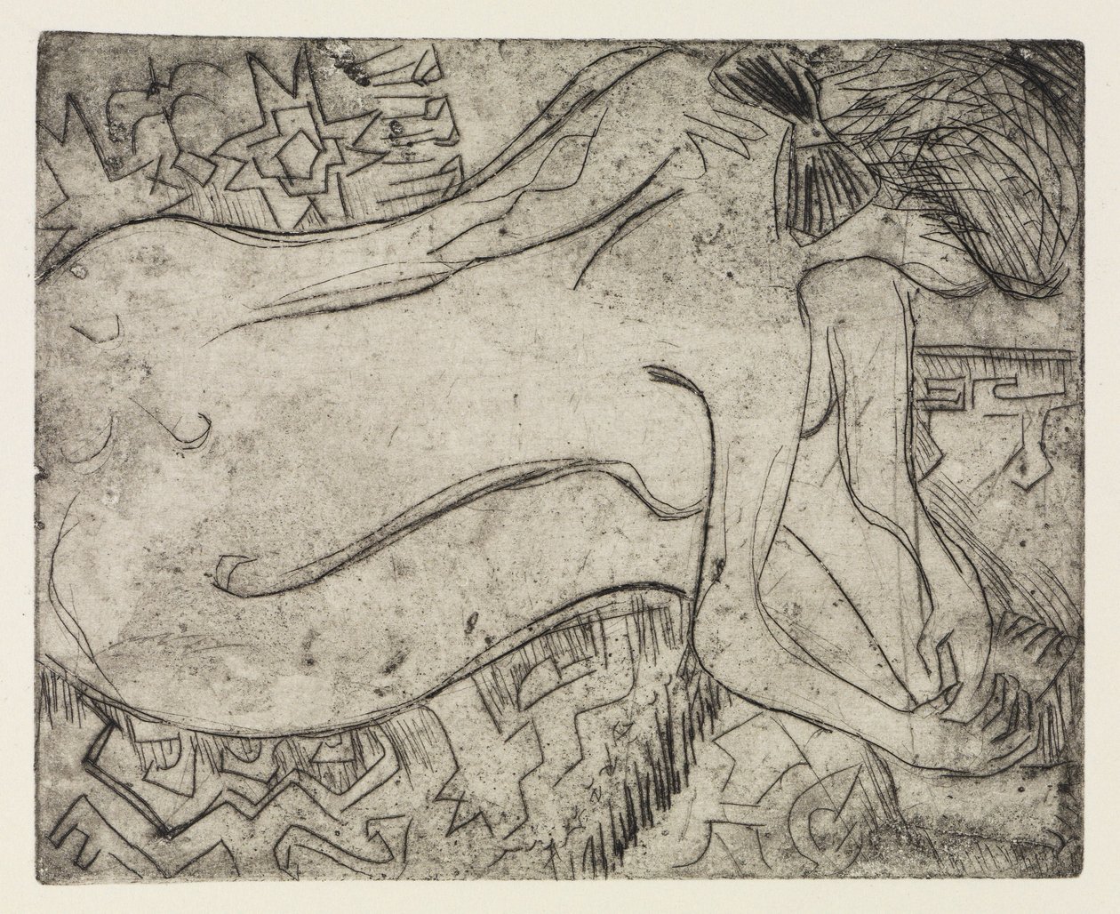 Jezioro Wannsee koło Poczdamu – rejs motorówką / Naga kobieta podczas pedicure autorstwa Ernst Ludwig Kirchner